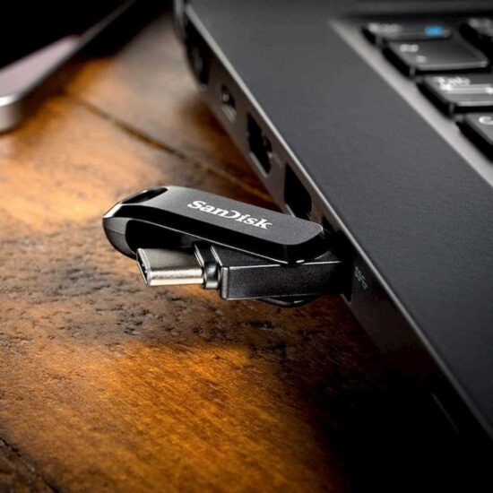 SanDisk mälupulk Ultra Go 128GB Dual USB-A - USB-C must elustiil